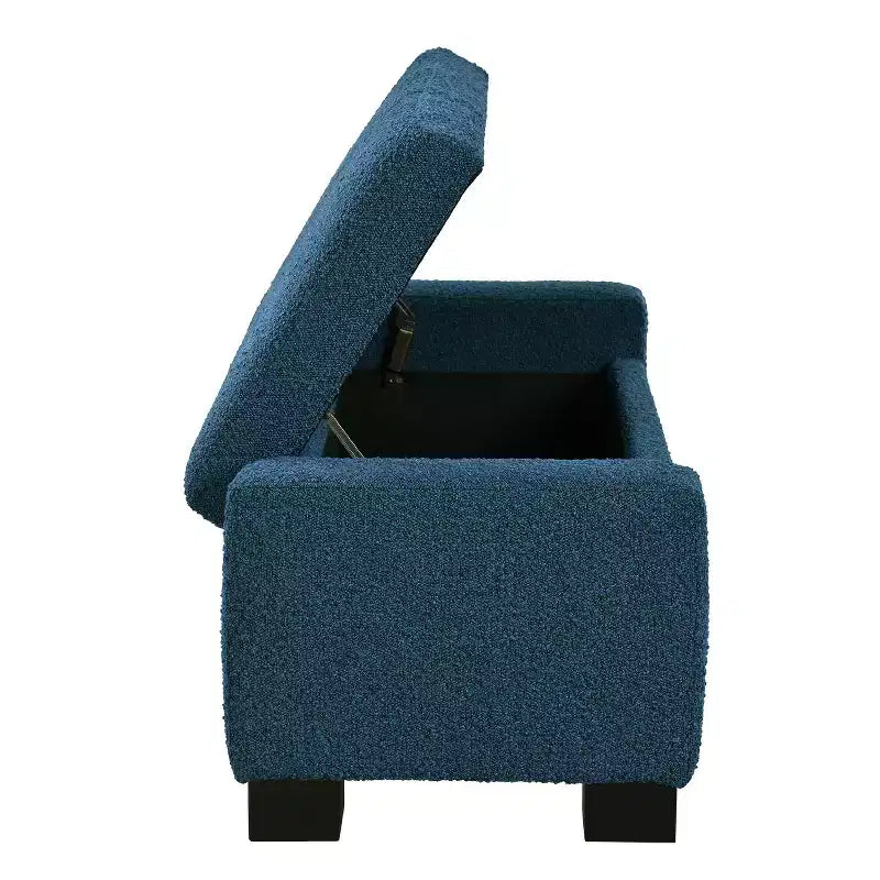 Pouffe de rangement moderne capitonné bleu pour l'intérieur