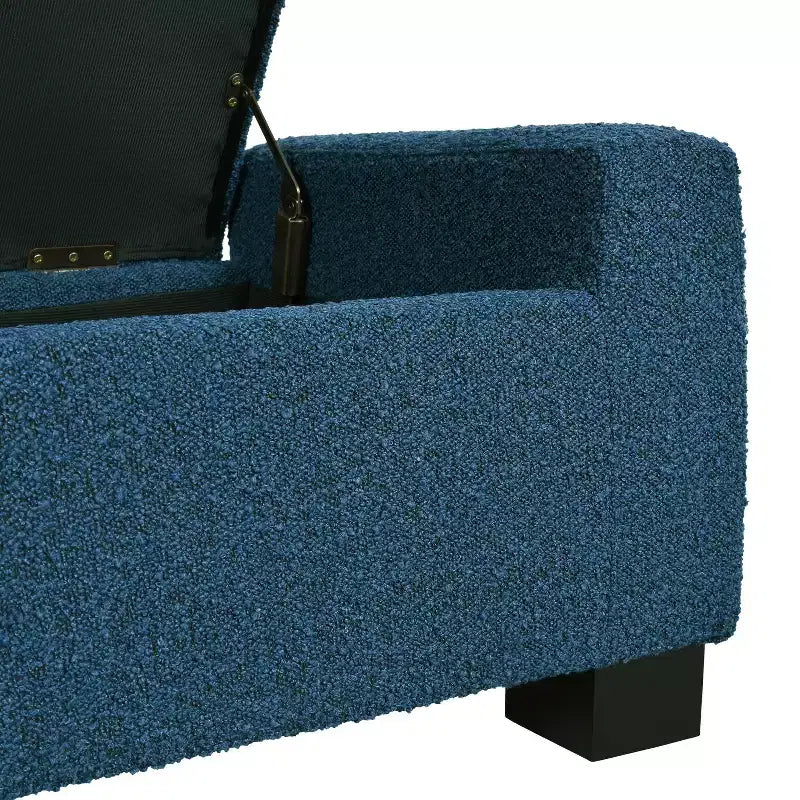 Pouffe de rangement moderne capitonné bleu pour l'intérieur