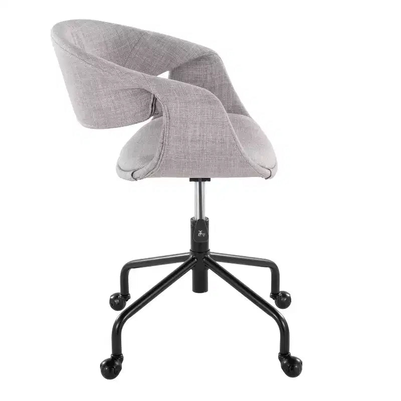 Fauteuil de travail tapissé 4 étoiles métal noir/tissu gris