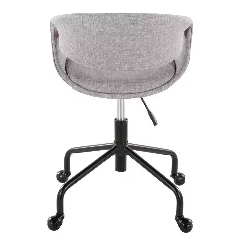 Fauteuil de travail tapissé 4 étoiles métal noir/tissu gris