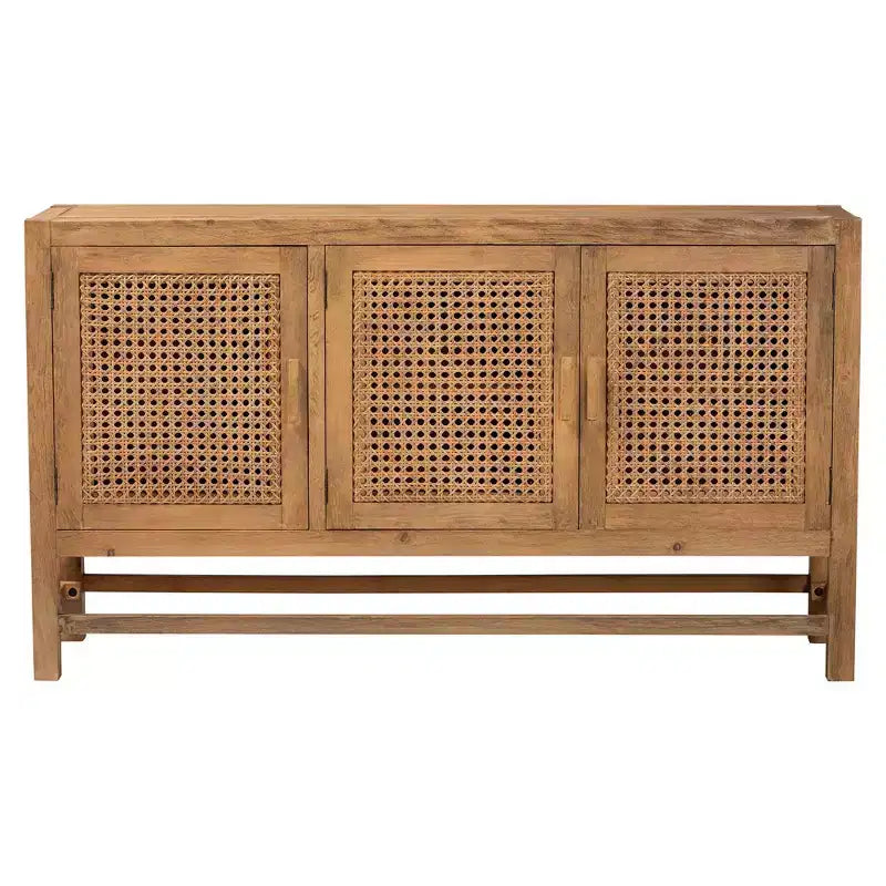 Meuble de rangement en rotin et bois recyclé naturel/marron naturel