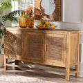 Meuble de rangement en rotin et bois recyclé naturel/marron naturel
