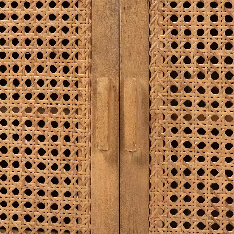 Meuble de rangement en rotin et bois recyclé naturel/marron naturel