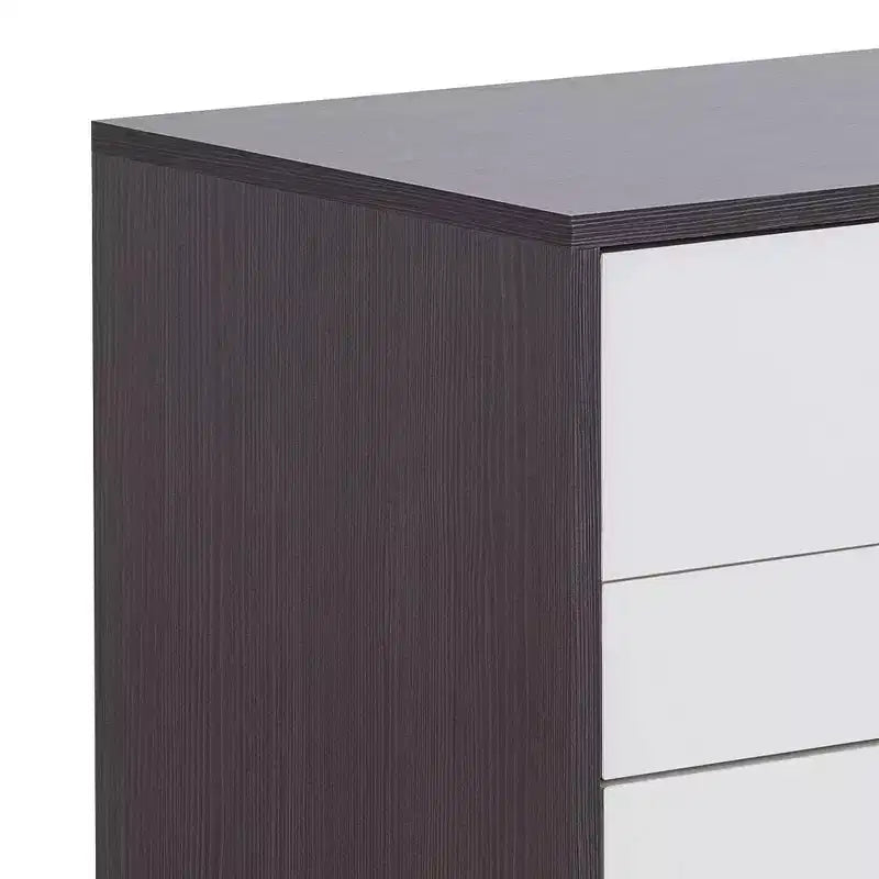 Table d'appoint 20" blanc/noir : Design rectangulaire moderne, cadre en MDF, plateau en bois composite, rangement à tiroir