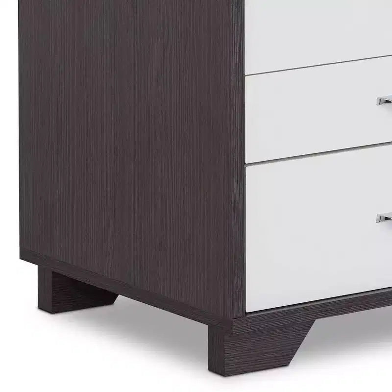 Table d'appoint 20" blanc/noir : Design rectangulaire moderne, cadre en MDF, plateau en bois composite, rangement à tiroir
