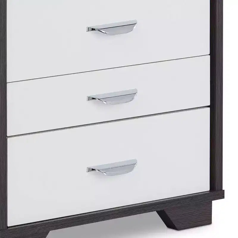 Table d'appoint 20" blanc/noir : Design rectangulaire moderne, cadre en MDF, plateau en bois composite, rangement à tiroir