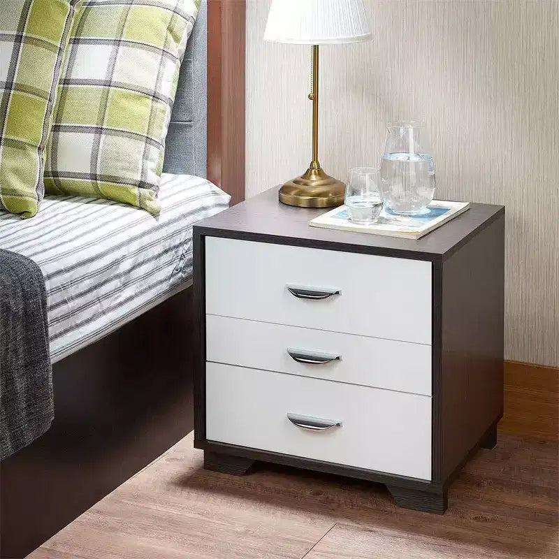 Table d'appoint 20" blanc/noir : Design rectangulaire moderne, cadre en MDF, plateau en bois composite, rangement à tiroir