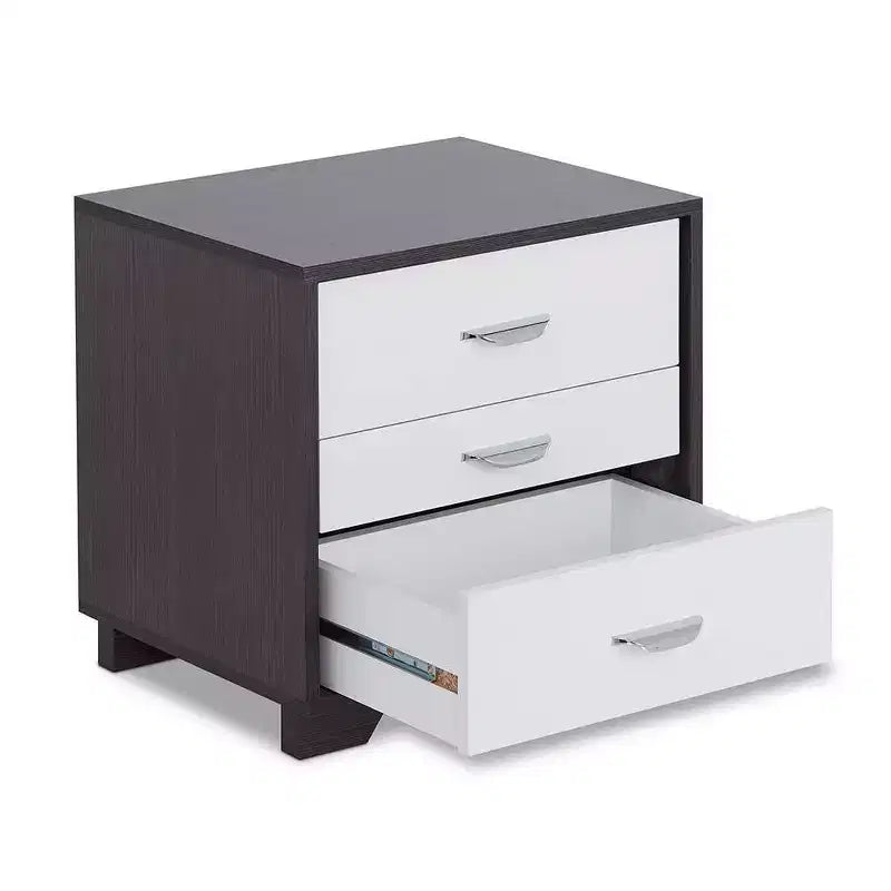 Table d'appoint 20" blanc/noir : Design rectangulaire moderne, cadre en MDF, plateau en bois composite, rangement à tiroir