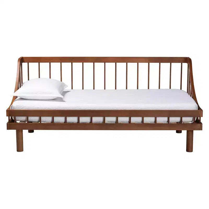 Lit de repos double en bois noyer brun
