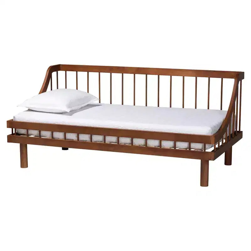 Lit de repos double en bois noyer brun