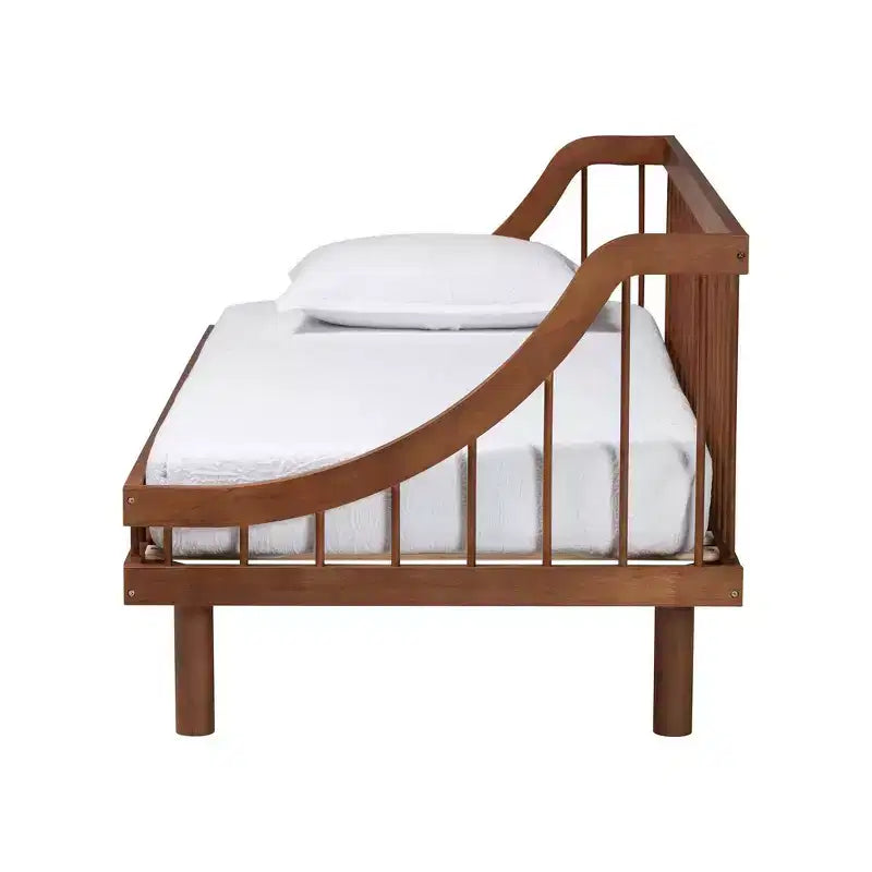 Lit de repos double en bois noyer brun