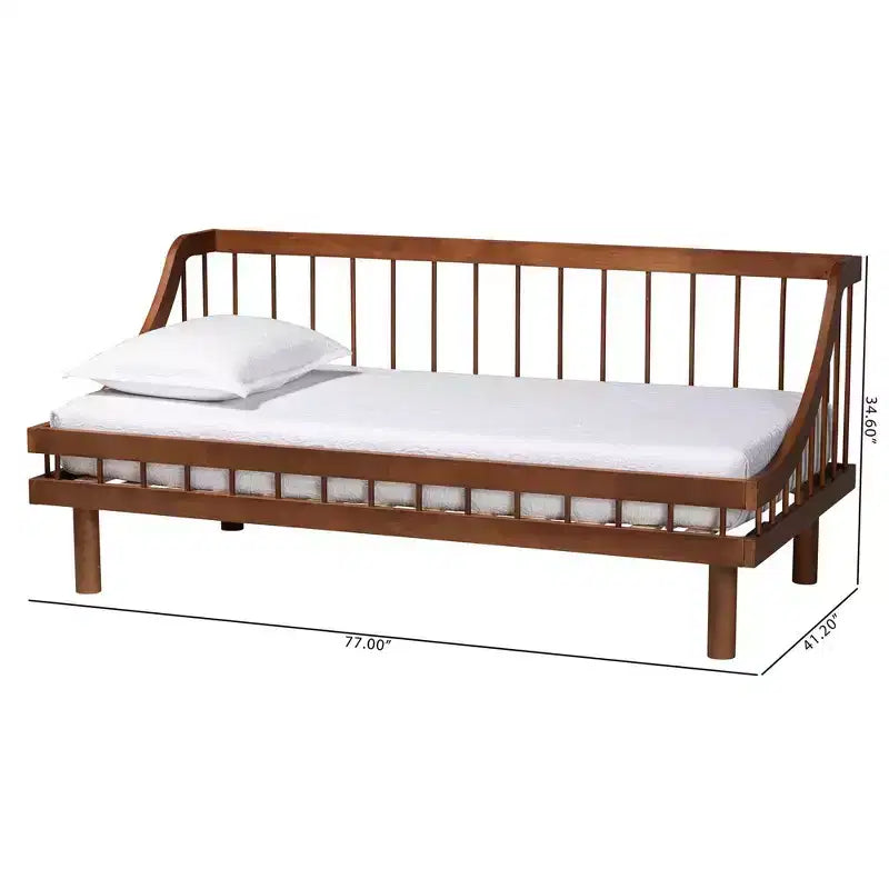 Lit de repos double en bois noyer brun