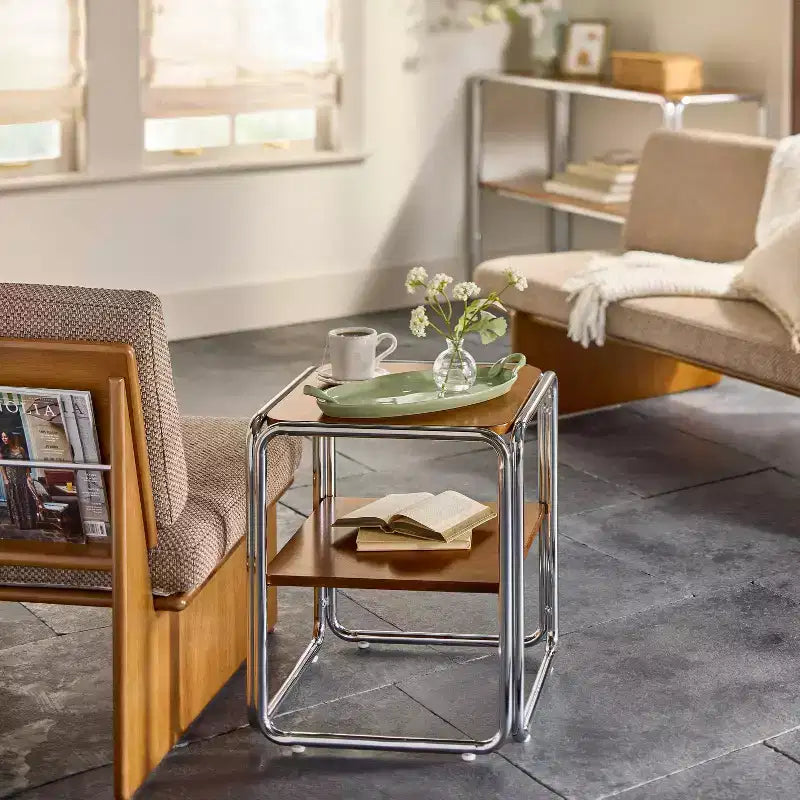 Table d'appoint avec cadre chromé
