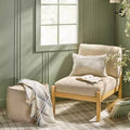 Pouf carré en laine motif crème