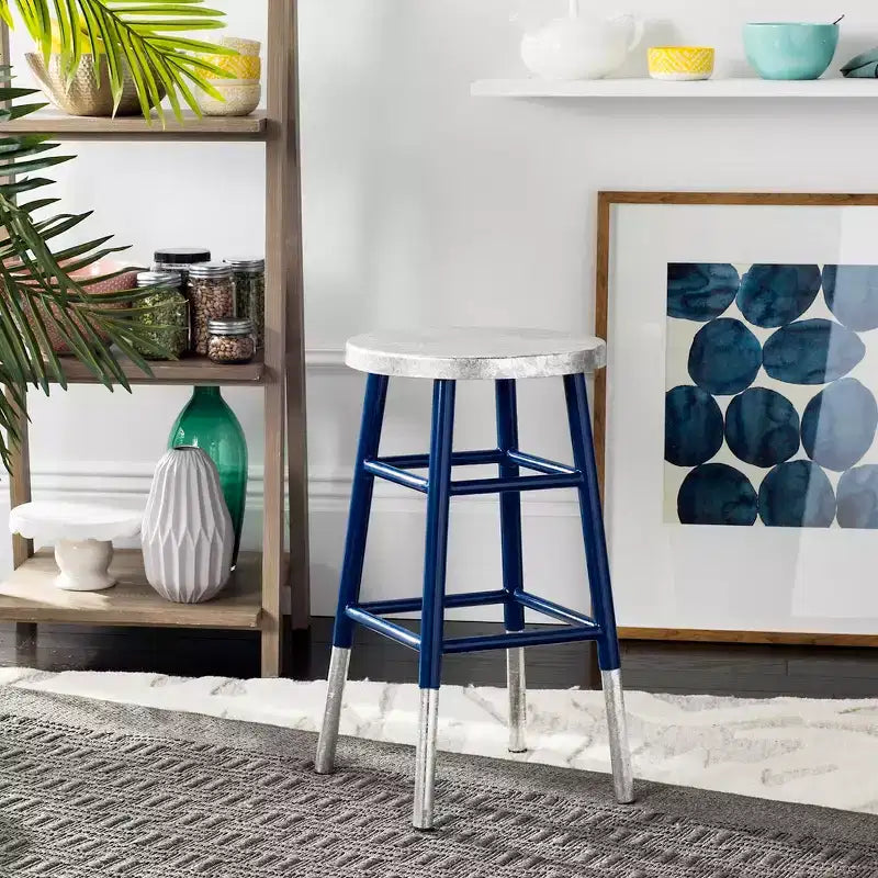 Tabouret de comptoir trempé argenté