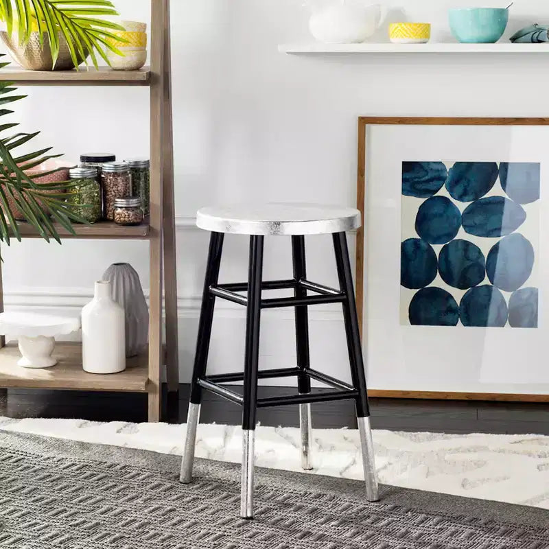 Tabouret de comptoir trempé argenté