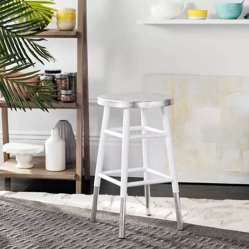 Tabouret de comptoir trempé argenté