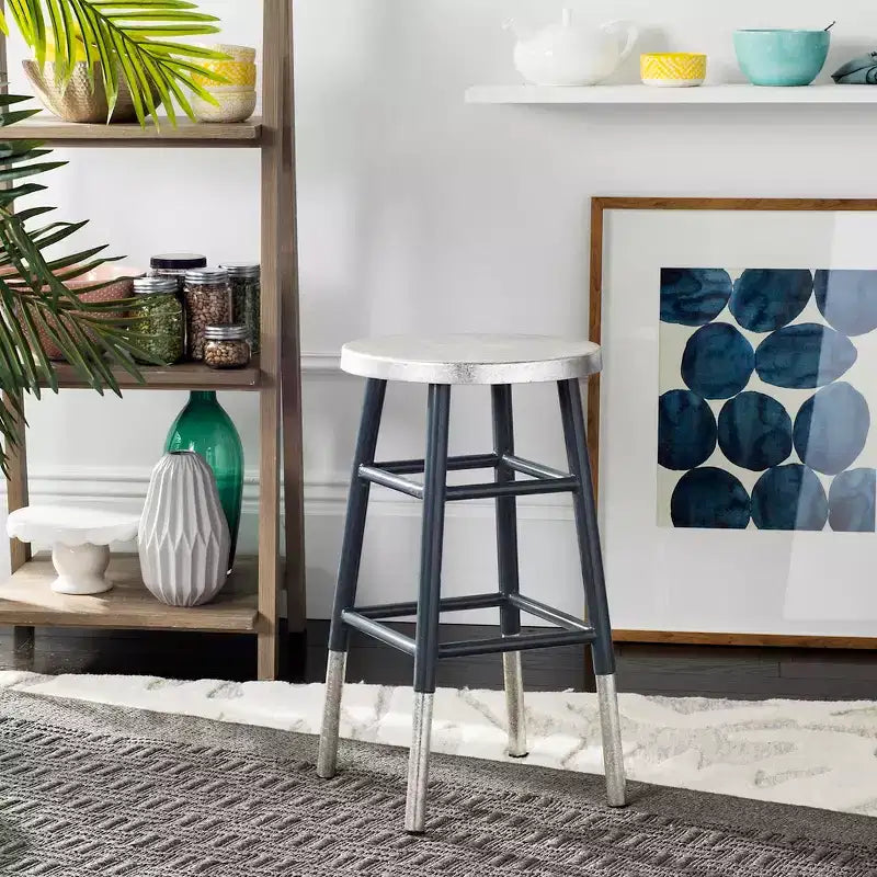 Tabouret de comptoir trempé argenté