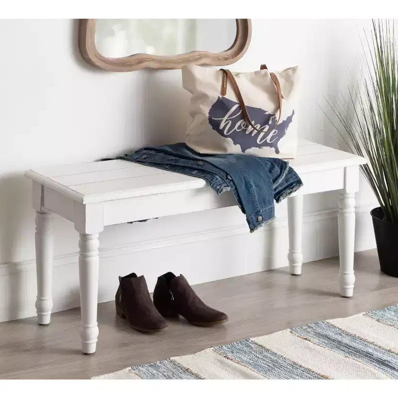 Banc Rectangulaire en Bois 42x14x19 Blanc