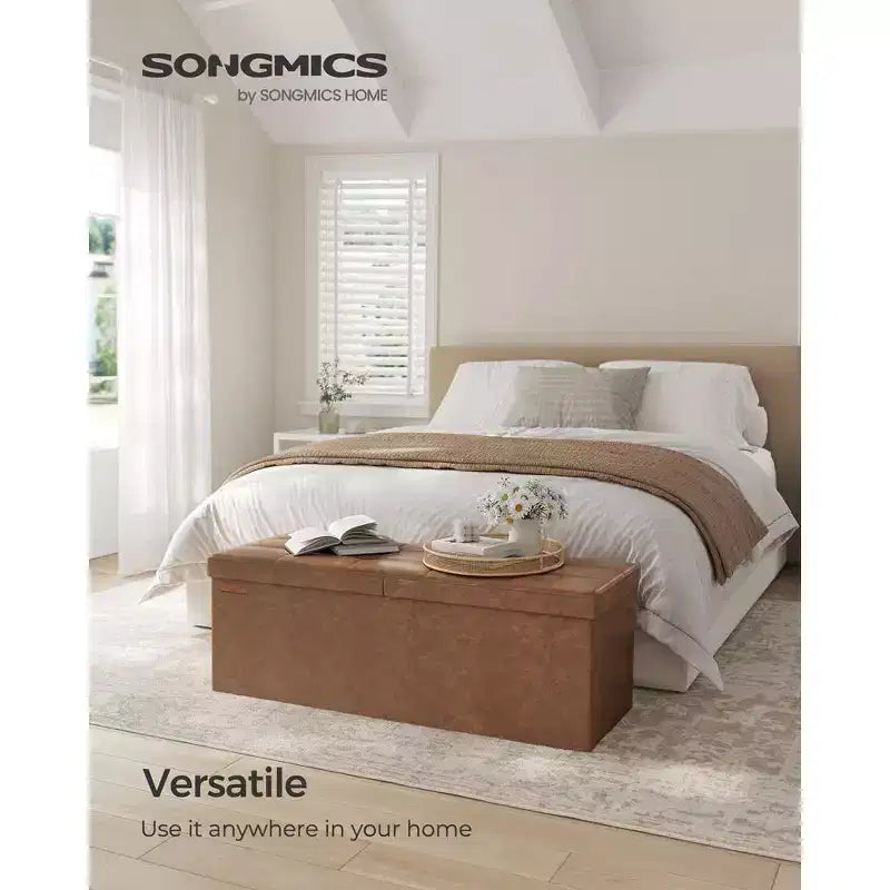 Banc de rangement ottoman pliant en similicuir de 109 cm (43 po), supporte jusqu'à 300 kg (660 lb)