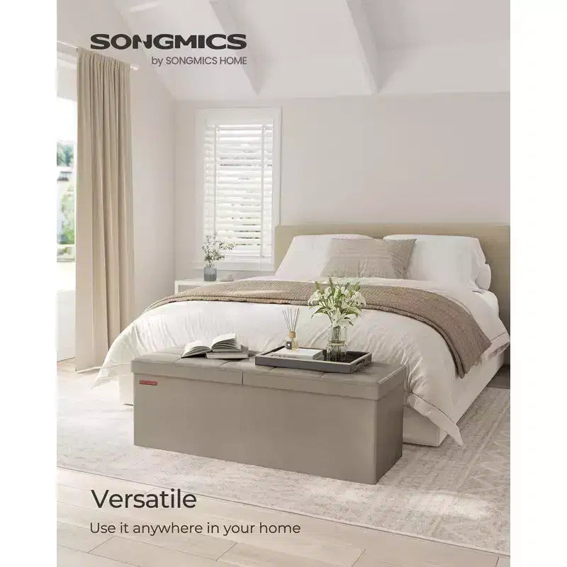 Banc de rangement ottoman pliant en similicuir de 109 cm (43 po), supporte jusqu'à 300 kg (660 lb)