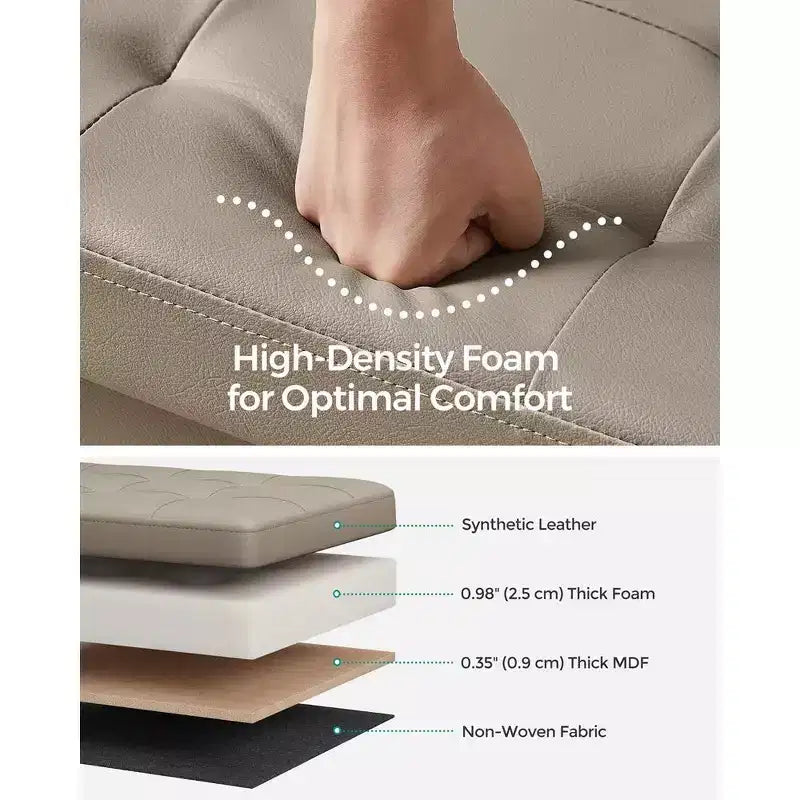 Banc de rangement ottoman pliant en similicuir de 109 cm (43 po), supporte jusqu'à 300 kg (660 lb)
