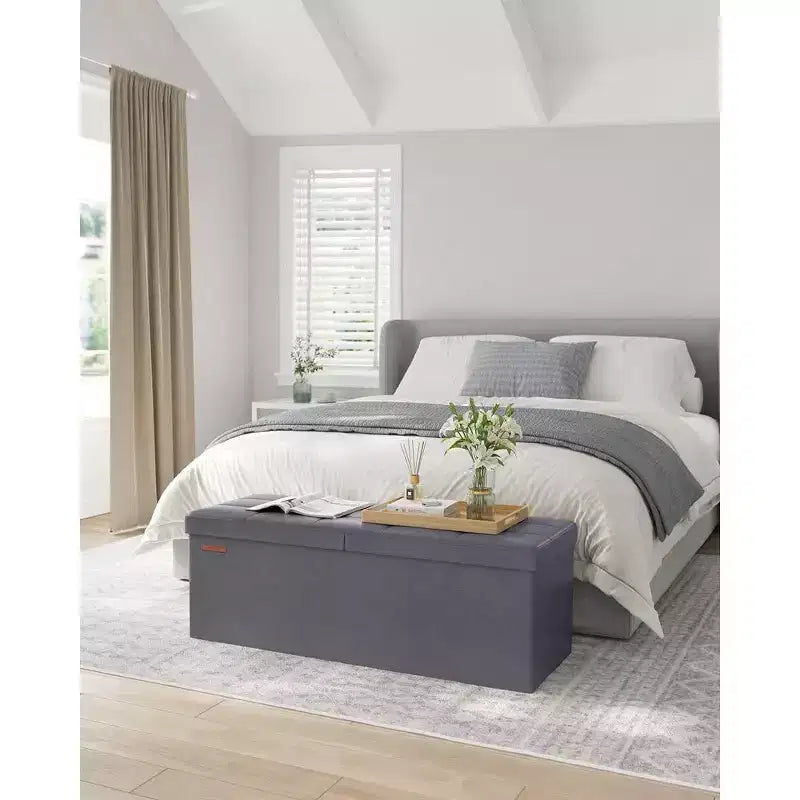 Banc de rangement ottoman pliant en similicuir de 109 cm (43 po), supporte jusqu'à 300 kg (660 lb)