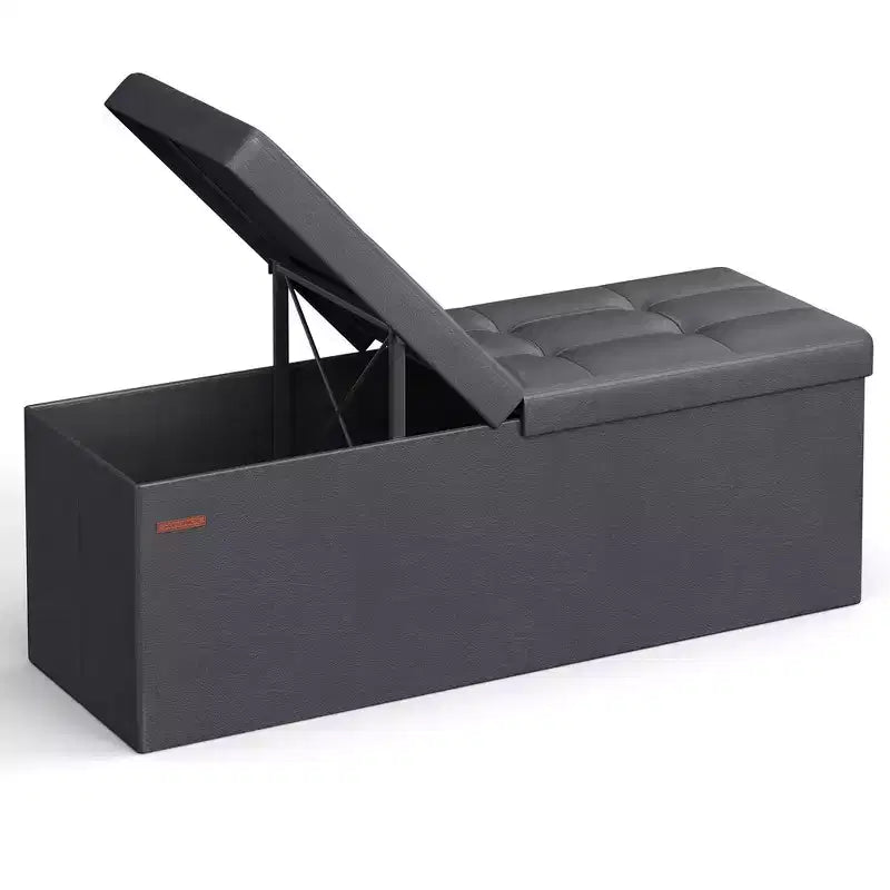 Banc de rangement ottoman pliant en similicuir de 109 cm (43 po), supporte jusqu'à 300 kg (660 lb)