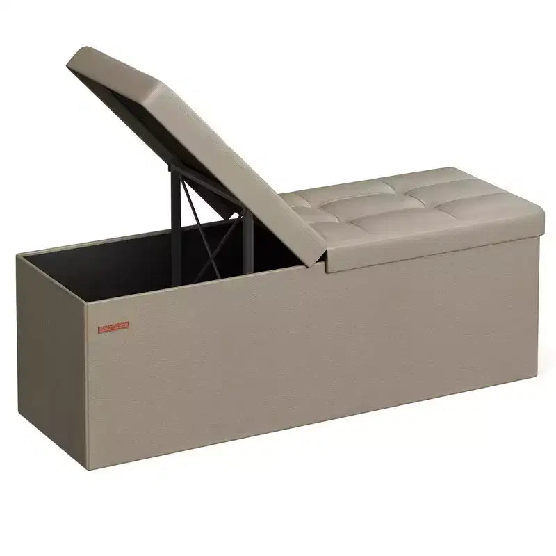 Banc de rangement ottoman pliant en similicuir de 109 cm (43 po), supporte jusqu'à 300 kg (660 lb)