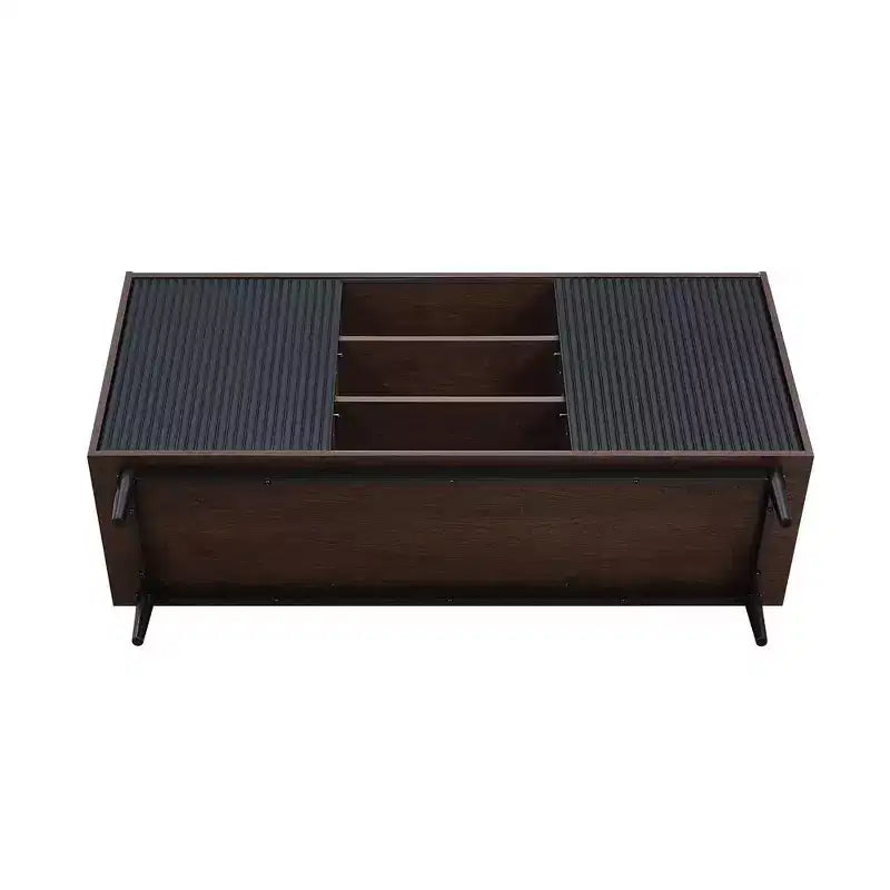 Bahut moderne à 7 étagères de 150 cm de large avec côtés striés