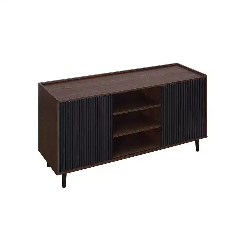 Bahut moderne à 7 étagères de 150 cm de large avec côtés striés