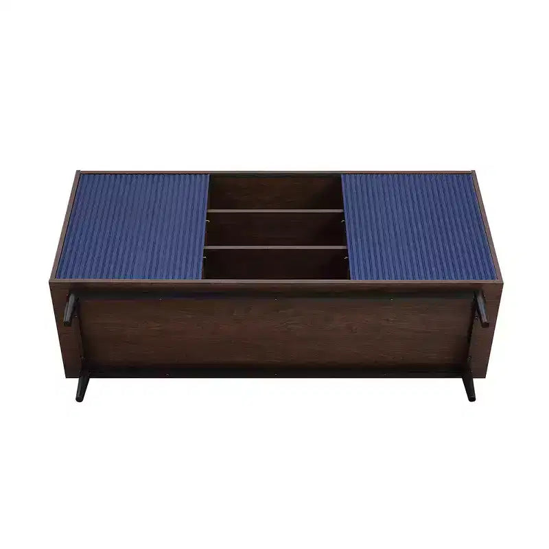 Bahut moderne à 7 étagères de 150 cm de large avec côtés striés