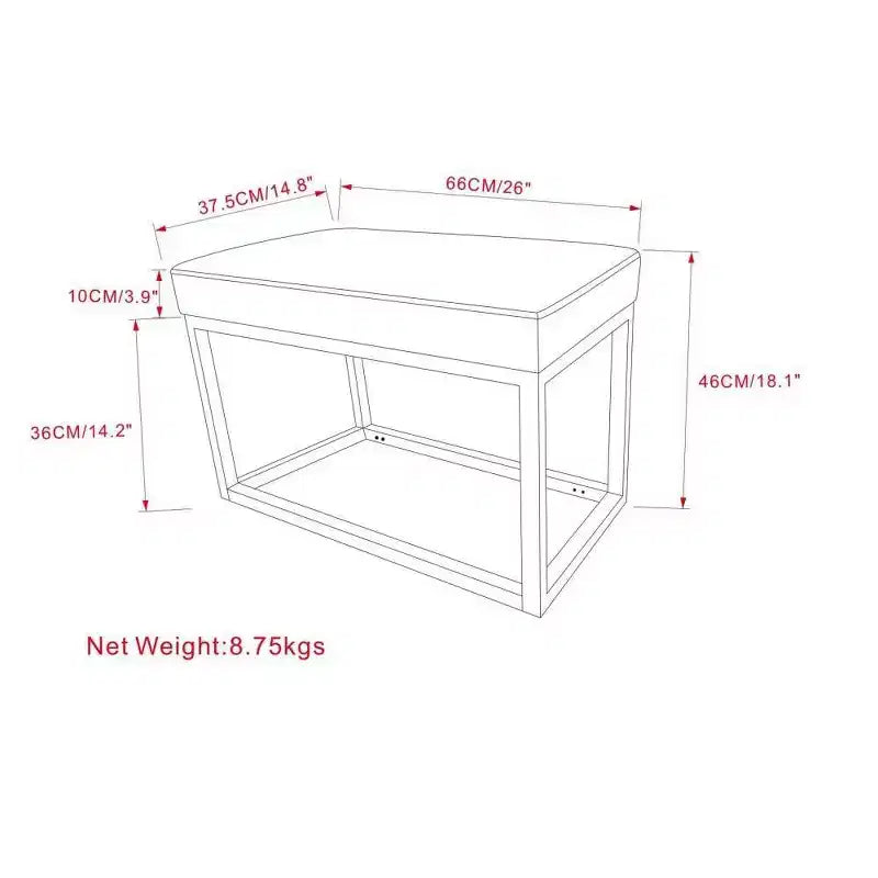 Banc rectangulaire contemporain de 66 cm