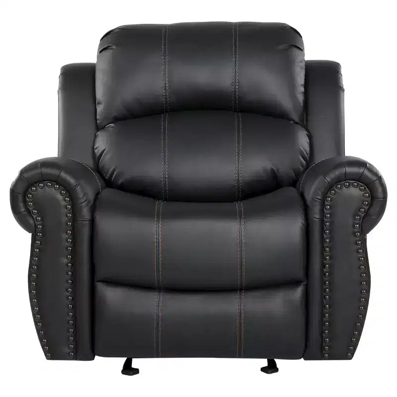 Fauteuil inclinable club planeur en similicuir : Rembourré, nettoyage ciblé, cadre en bois