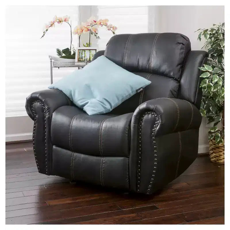 Fauteuil inclinable club planeur en similicuir : Rembourré, nettoyage ciblé, cadre en bois