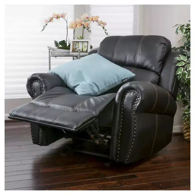 Fauteuil inclinable club planeur en similicuir : Rembourré, nettoyage ciblé, cadre en bois