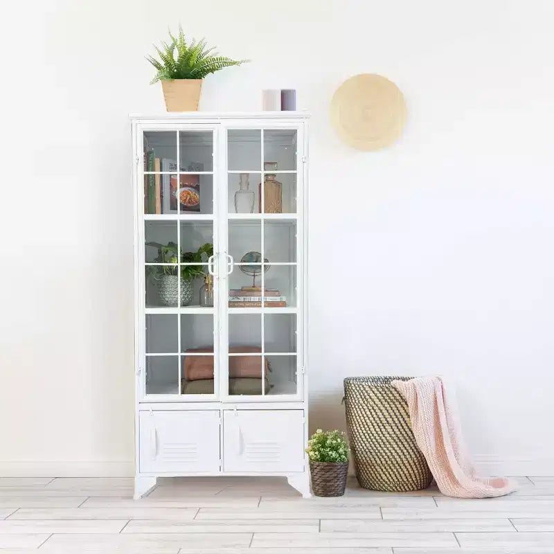 Armoire de rangement décorative de 57,5 po de haut avec étagères fixes