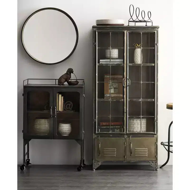 Armoire de rangement décorative de 57,5 po de haut avec étagères fixes