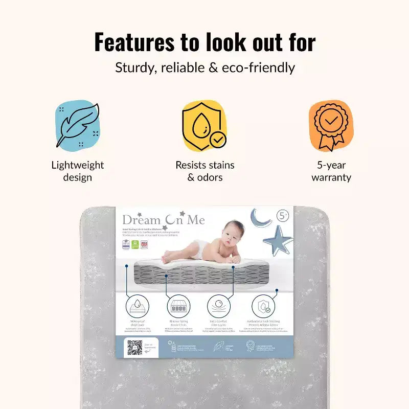 Matelas de lit de bébé et de tout-petit standard de 5 po