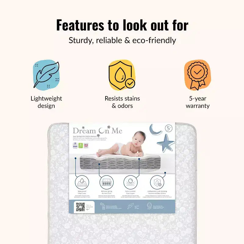 Matelas de lit de bébé et de tout-petit standard de 5 po